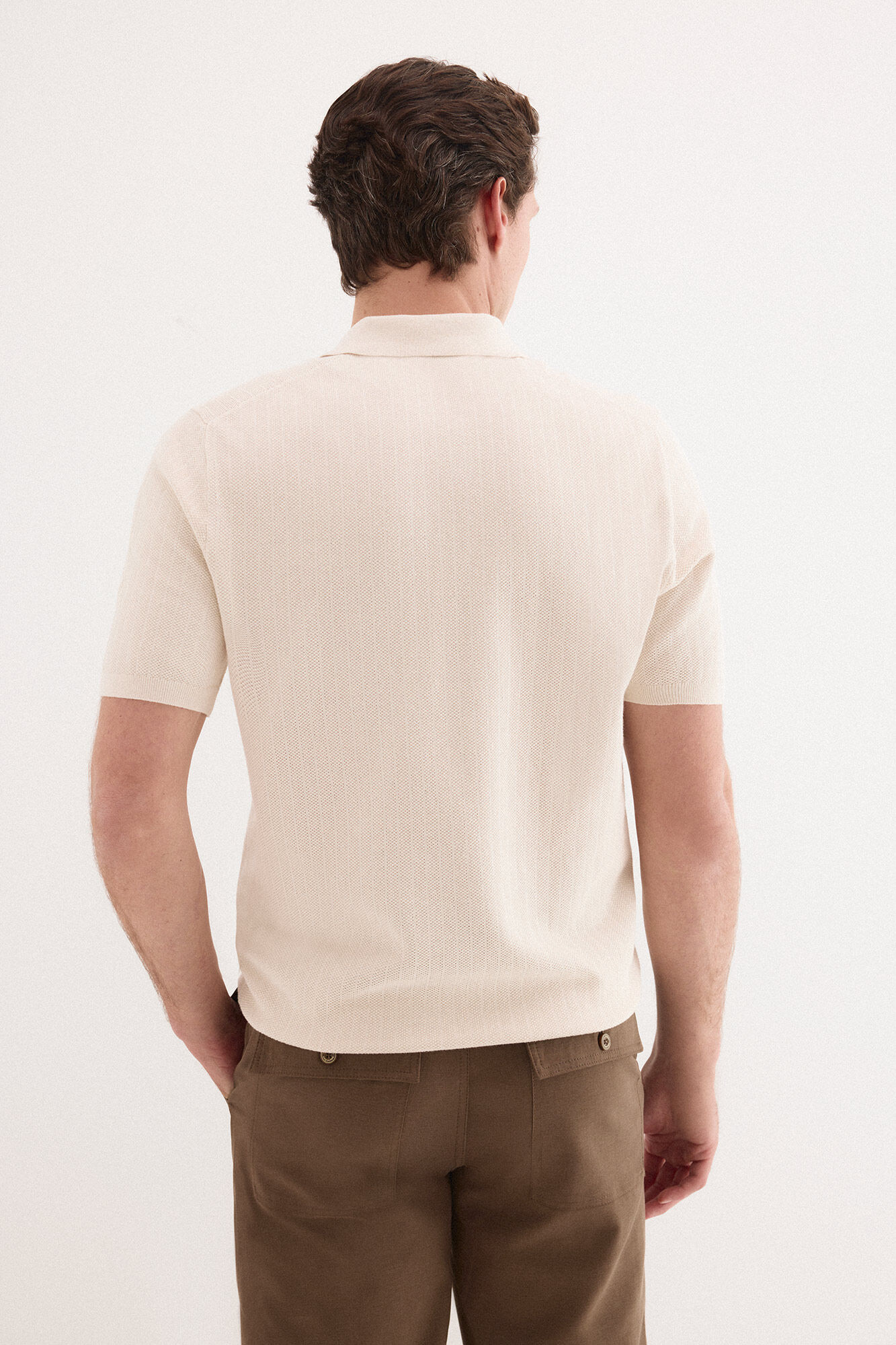 Pedro del Hierro Premium striped short sleeve polo shirt Beige