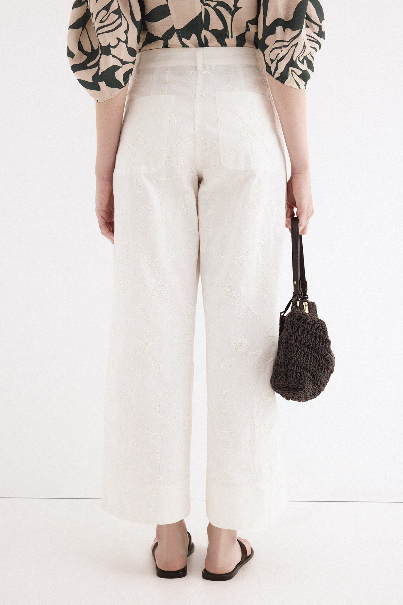 Pedro del Hierro Classic wide flare trousers White