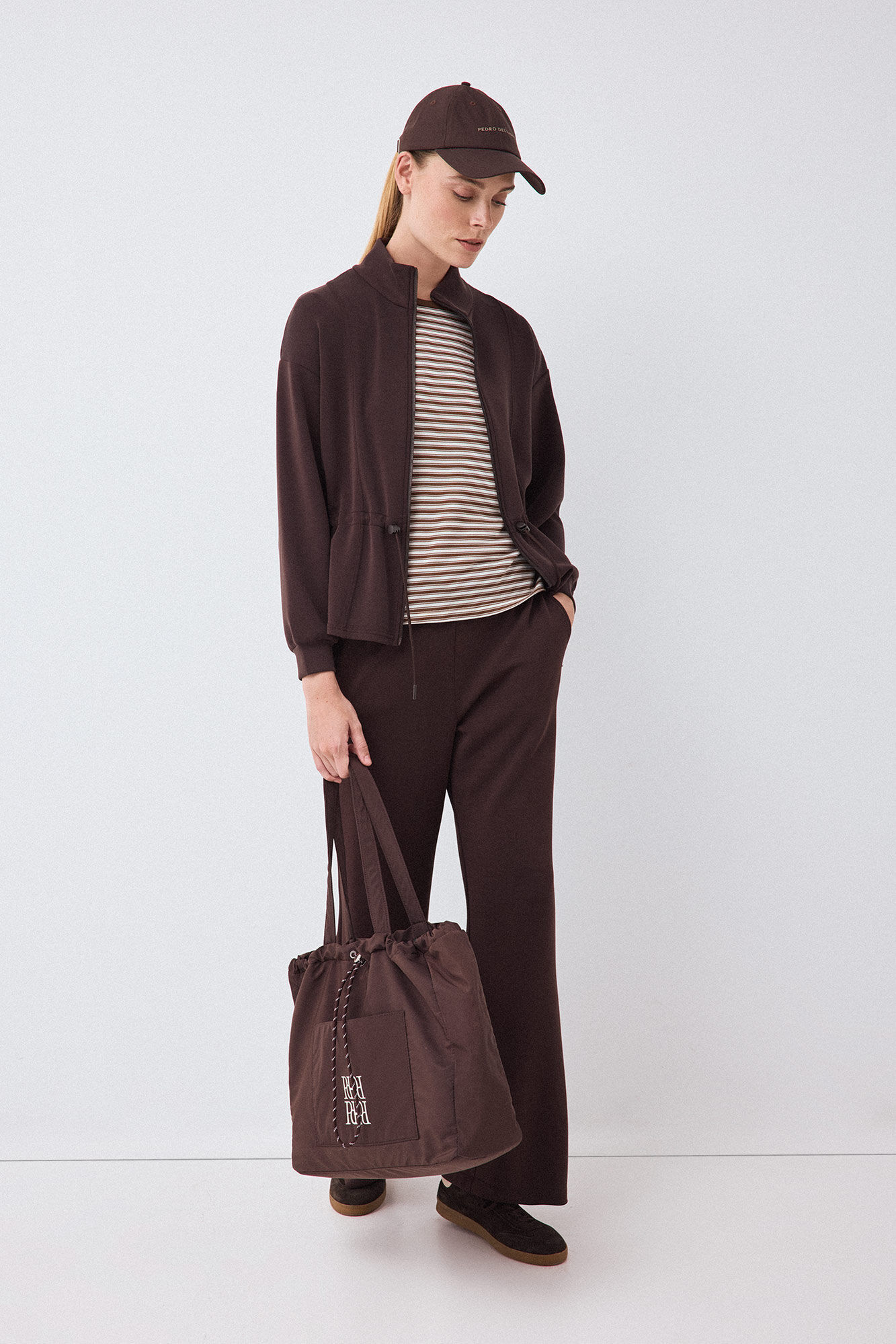 Pedro del Hierro Soft touch peplum sweatshirt Brown
