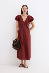 Pedro del Hierro Embroidered floral midi dress Brown