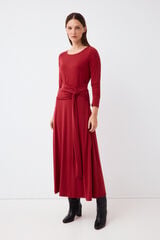 Pedro del Hierro Fluid long sleeve dress with knot detail Red