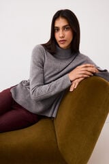 Pedro del Hierro Wool funnel neck jumper with central seam Grey
