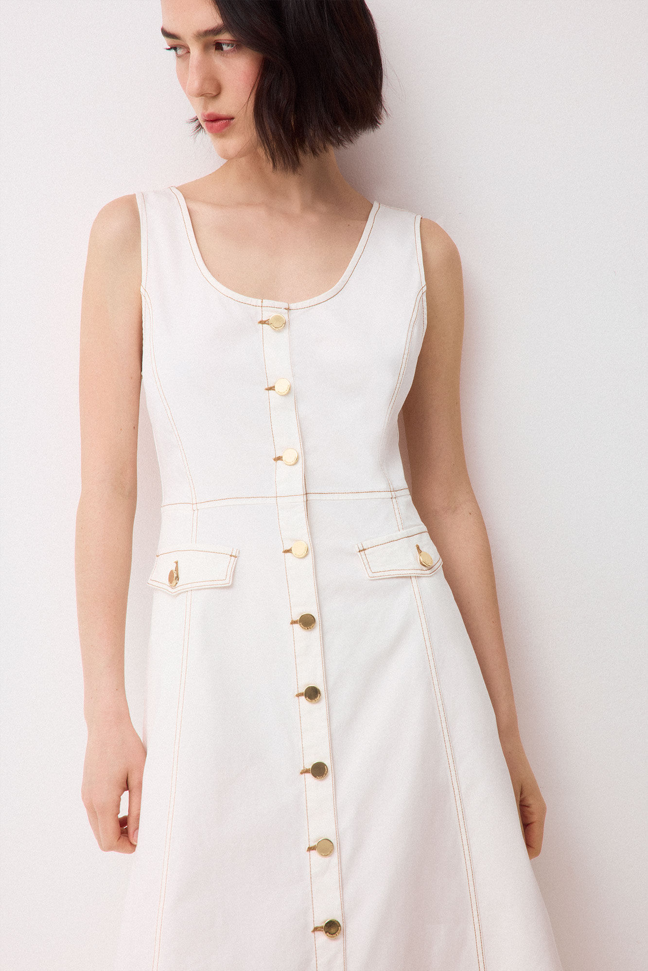 Pedro del Hierro Cotton button dress White