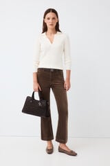 Pedro del Hierro Cal&ccedil;as flare cropped em veludo Marrom