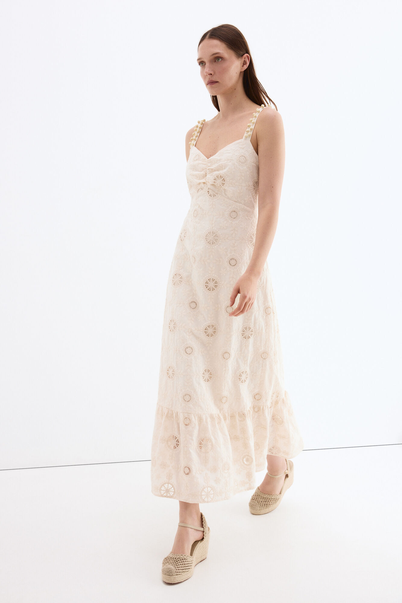 Pedro del Hierro Embroidered cotton long dress