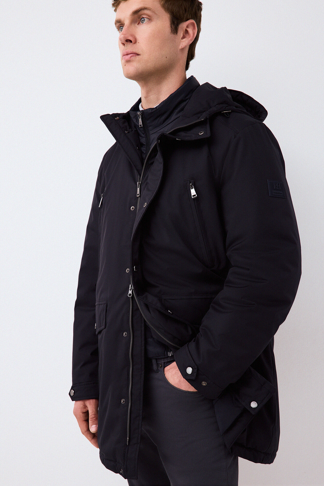 Pedro del Hierro Long four-pocket parka Blue