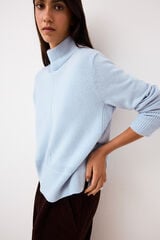 Pedro del Hierro Wool funnel neck jumper with central seam Blue