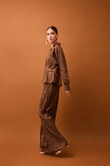 Pedro del Hierro Pleated palazzo trousers Brown
