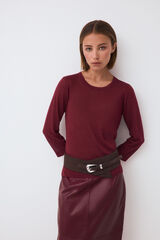 Pedro del Hierro Lurex knit long sleeve top Burgundy