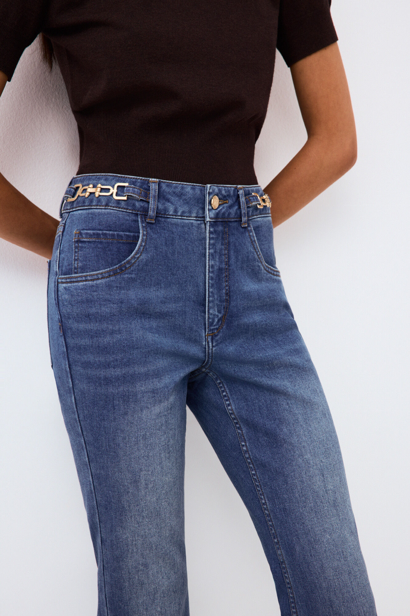 Pedro del Hierro Cropped flare jeans Blue