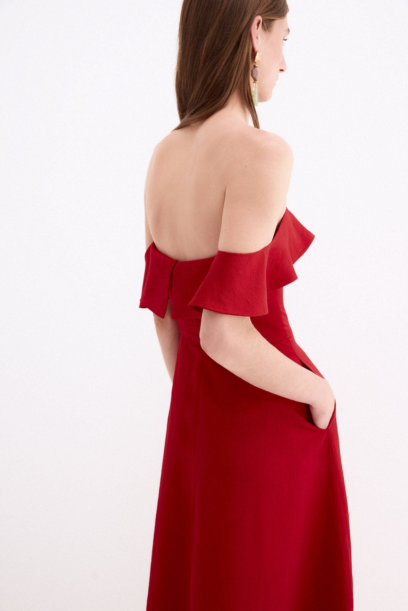 Pedro del Hierro Structured fabric midi dress Red