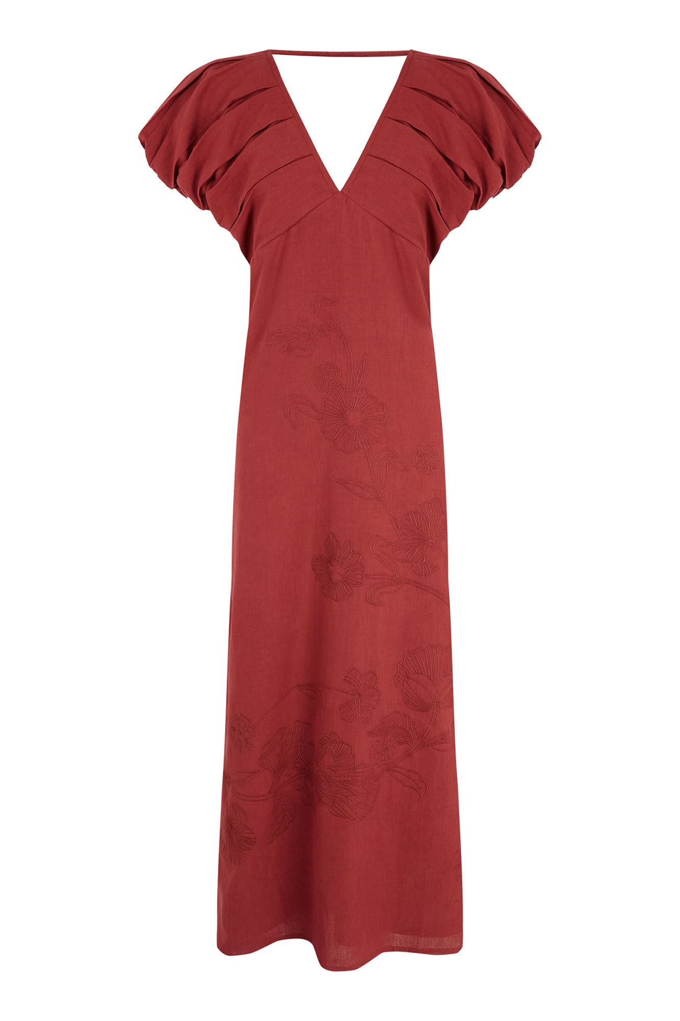Pedro del Hierro Embroidered floral midi dress Brown