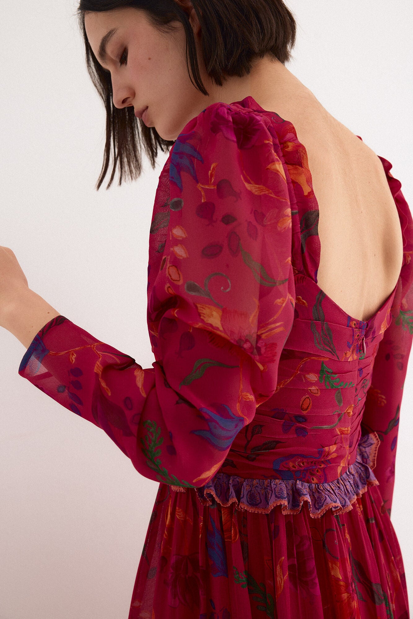 TFP by Tamara Falc&oacute; Long floral print dress Red