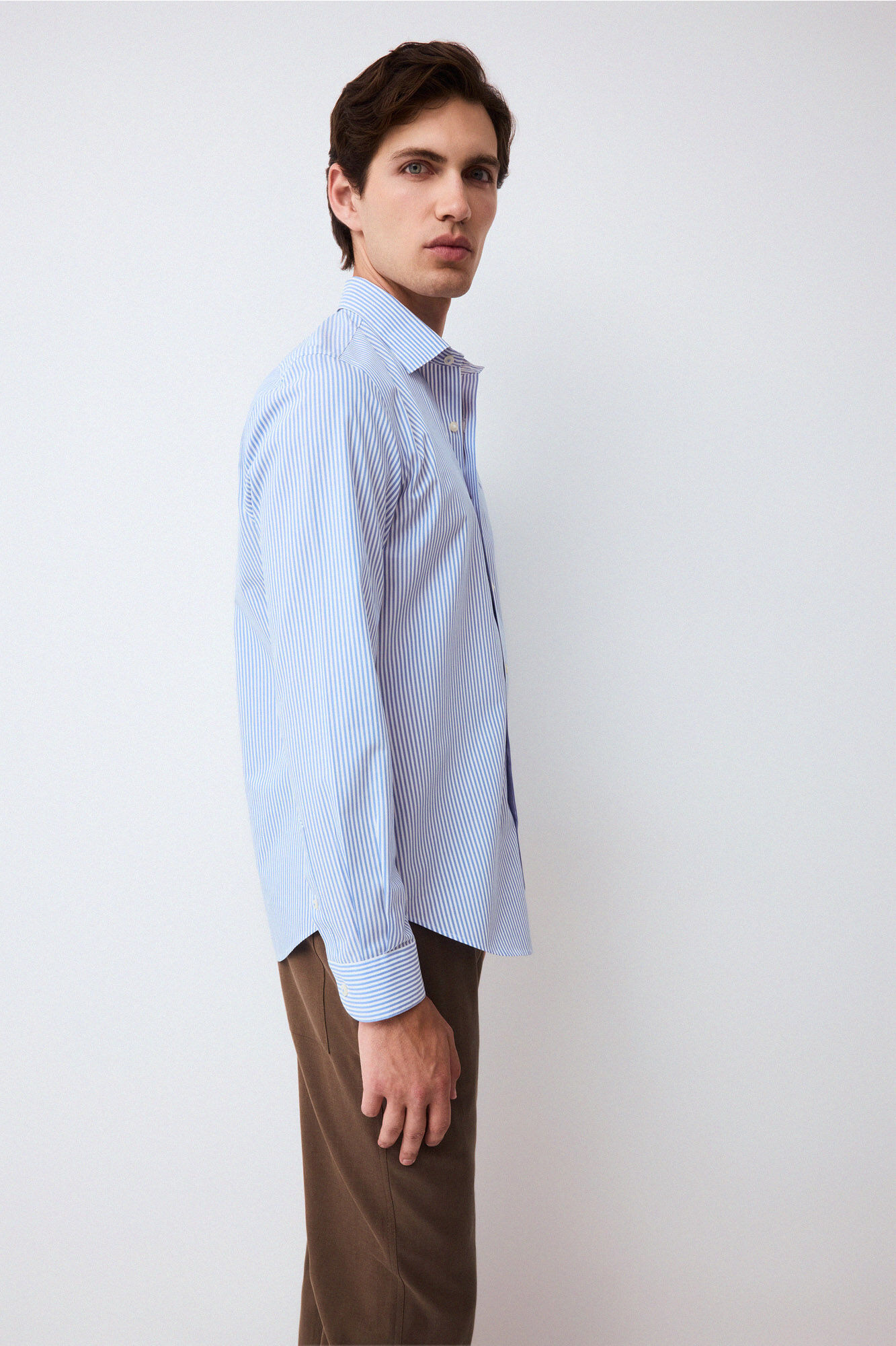 Pedro del Hierro Striped non-iron + anti-stain slim fit dress shirt Blue