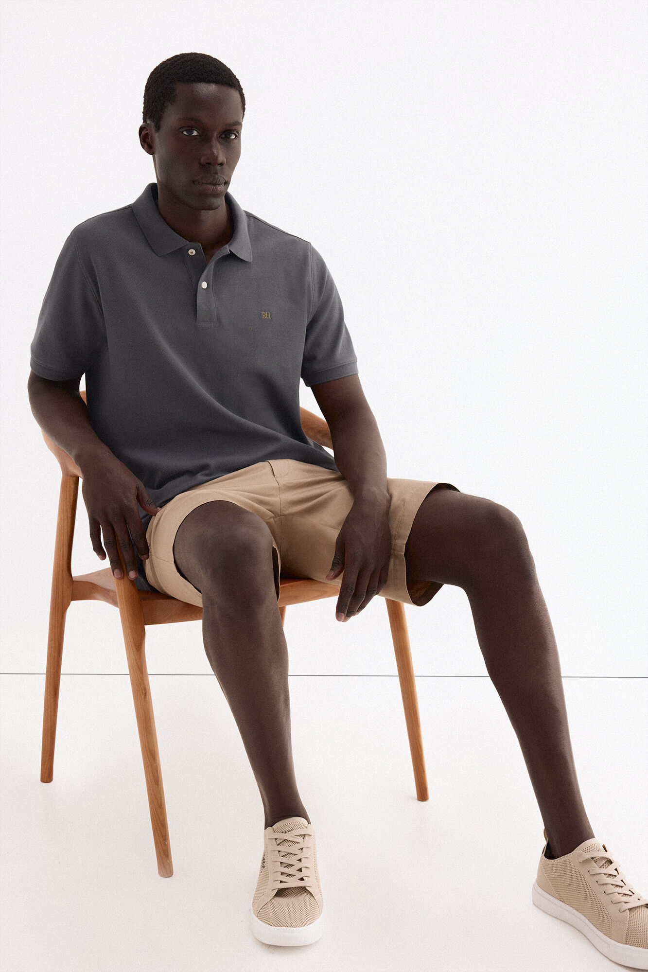 Pedro del Hierro Polo b&aacute;sico em piqu&eacute; Cizento