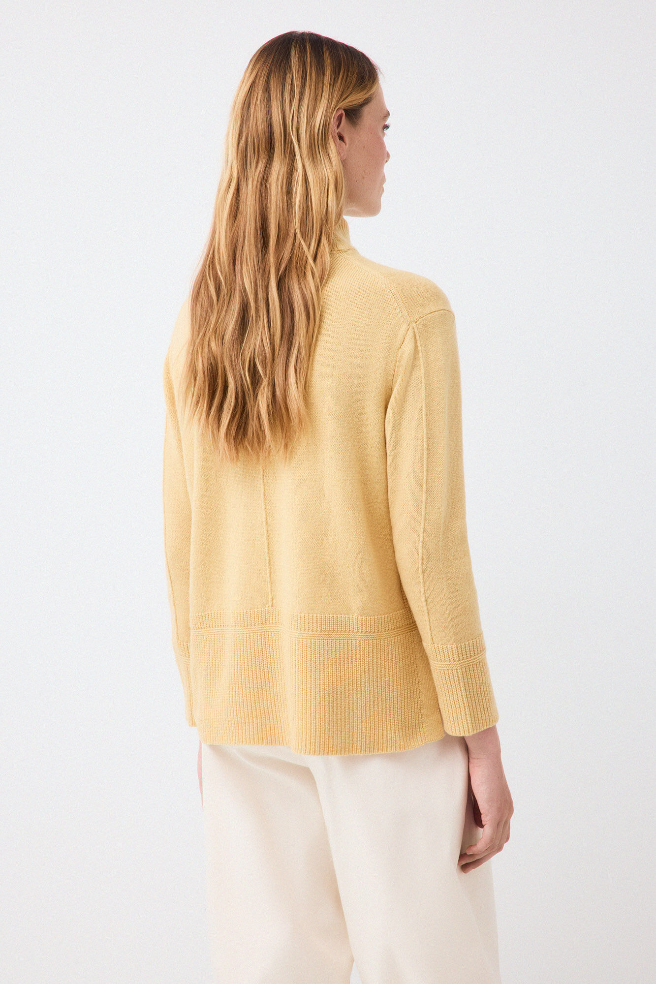 Pedro del Hierro Wool funnel neck jumper with central seam Yellow