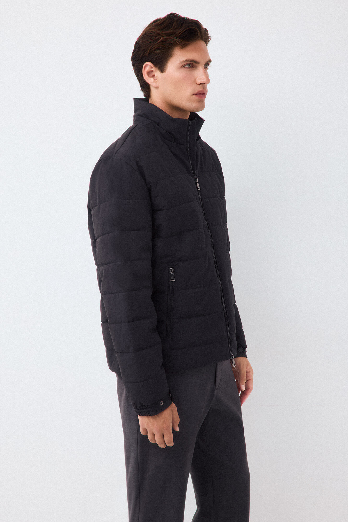 Pedro del Hierro Grey melange fabric puffer jacket Grey