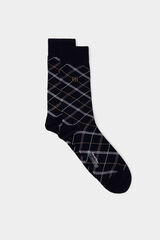 Pedro del Hierro Diamond pattern socks Blue