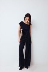 Pedro del Hierro Sleeveless draped T-shirt with buckle detail Blue