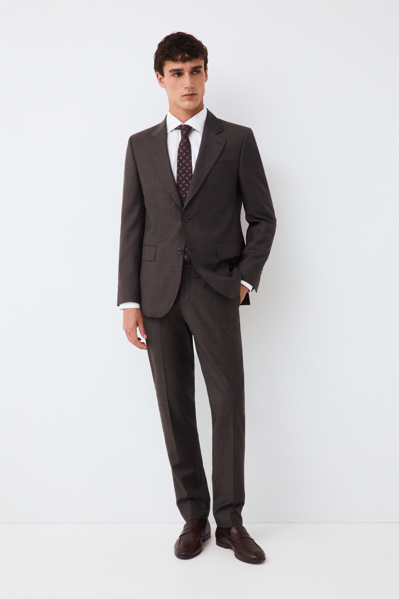 Pedro del Hierro Tailored high-waisted serge coordinated suit jacket Brown