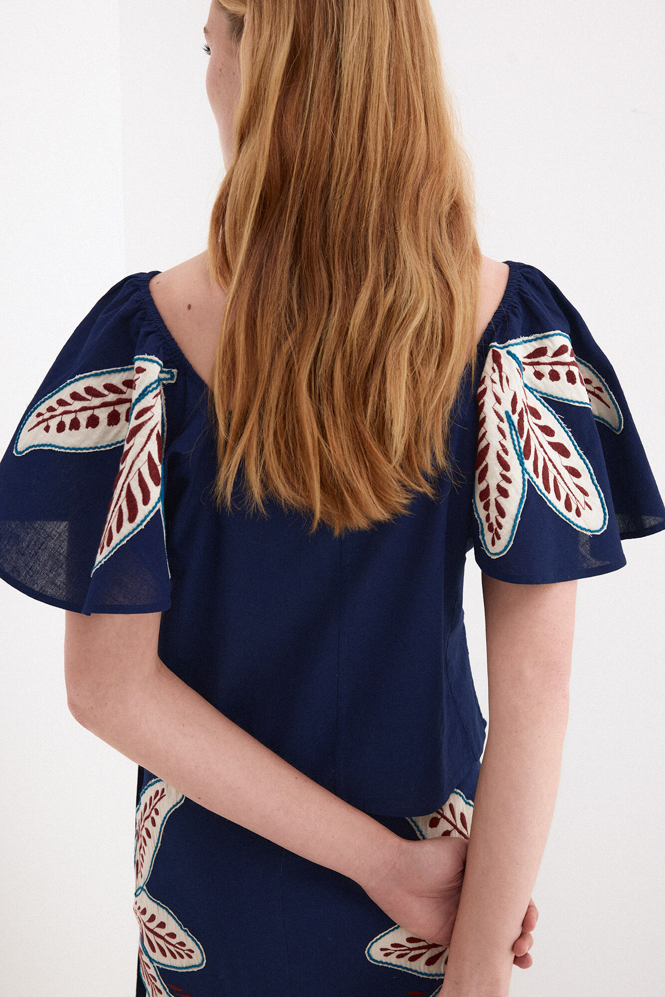 Pedro del Hierro Embroidered top Blue