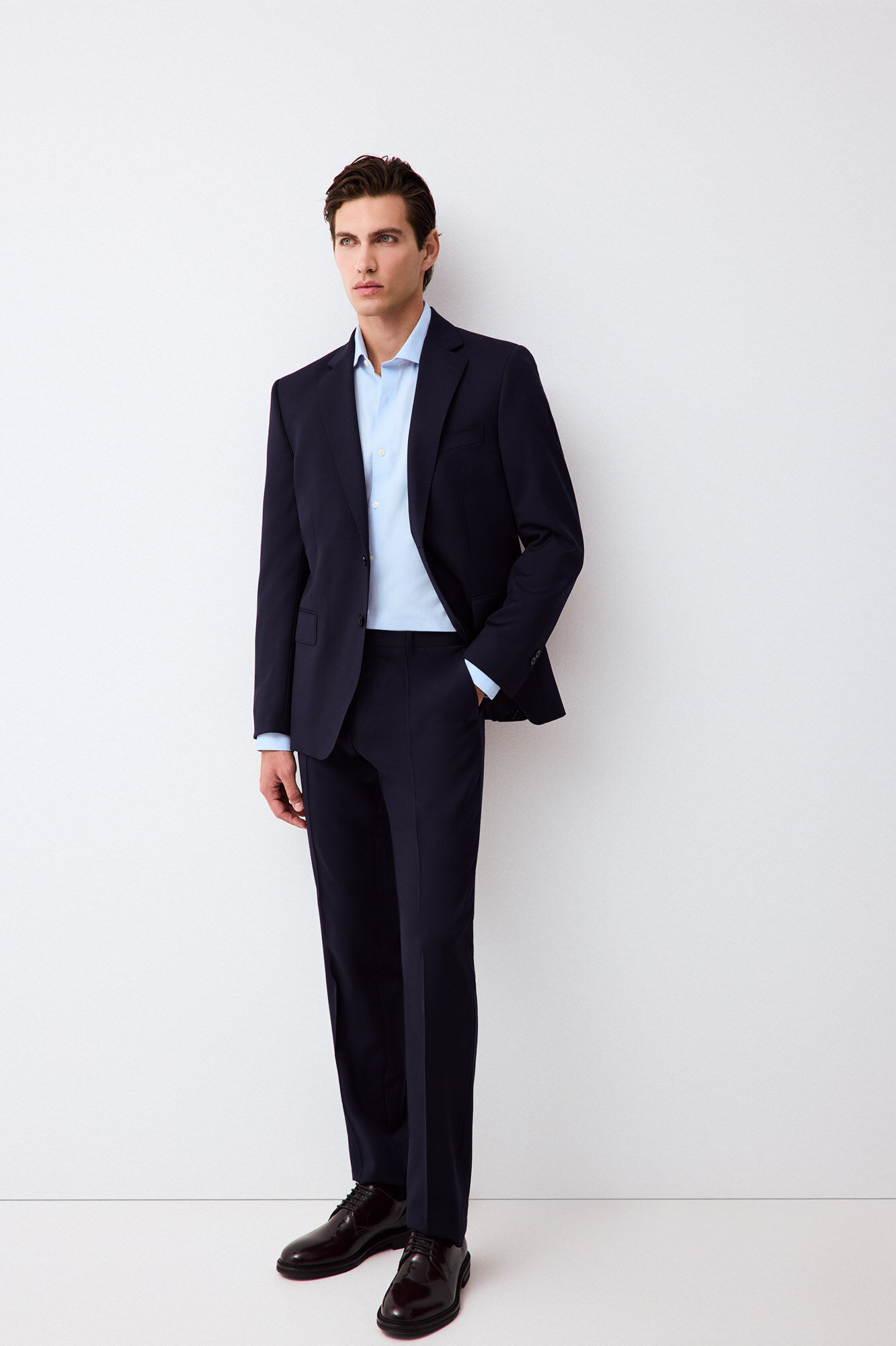Pedro del Hierro Plain non-iron + anti-stain dress shirt Blue