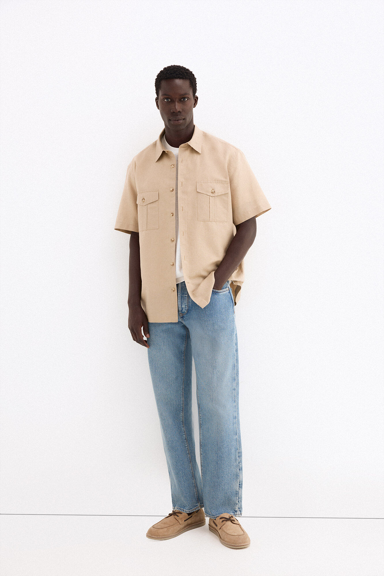 Pedro del Hierro Linen short sleeve pocket shirt