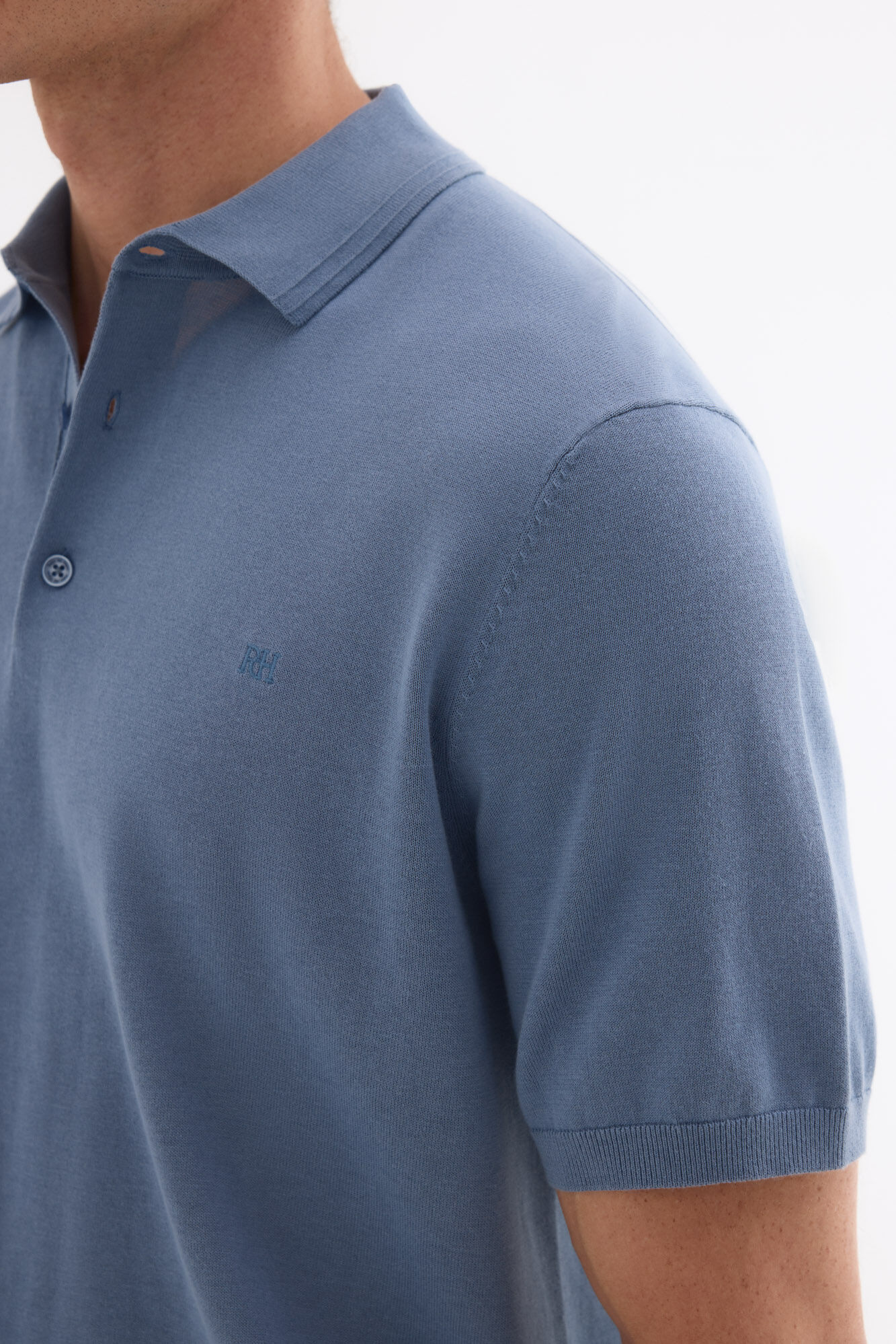 Pedro del Hierro Cotton premium knit polo shirt Blue
