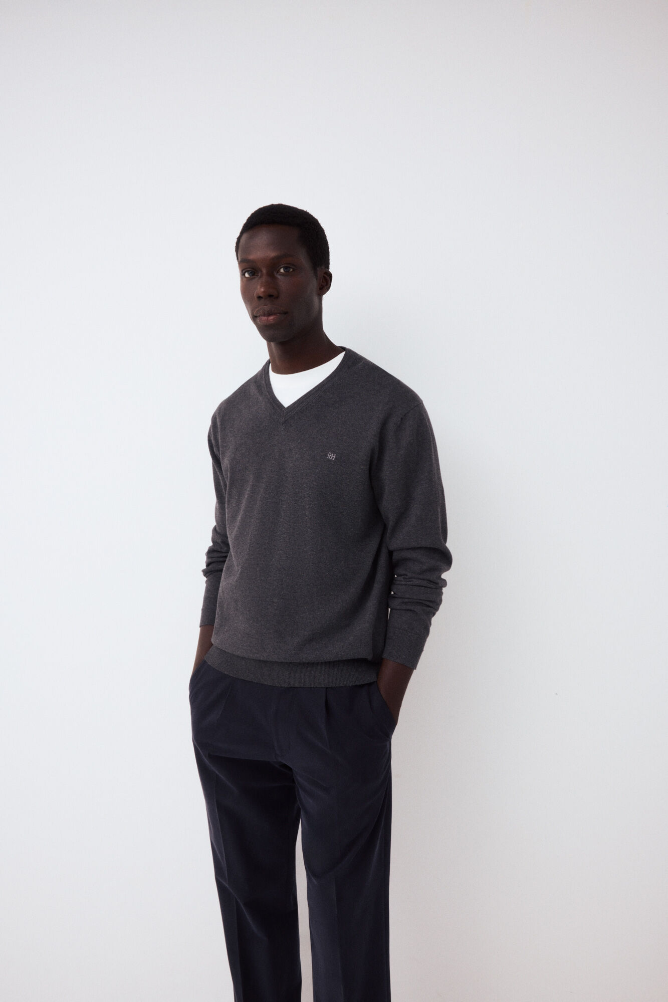 Pedro del Hierro Premium cotton fine knit V-neck jumper