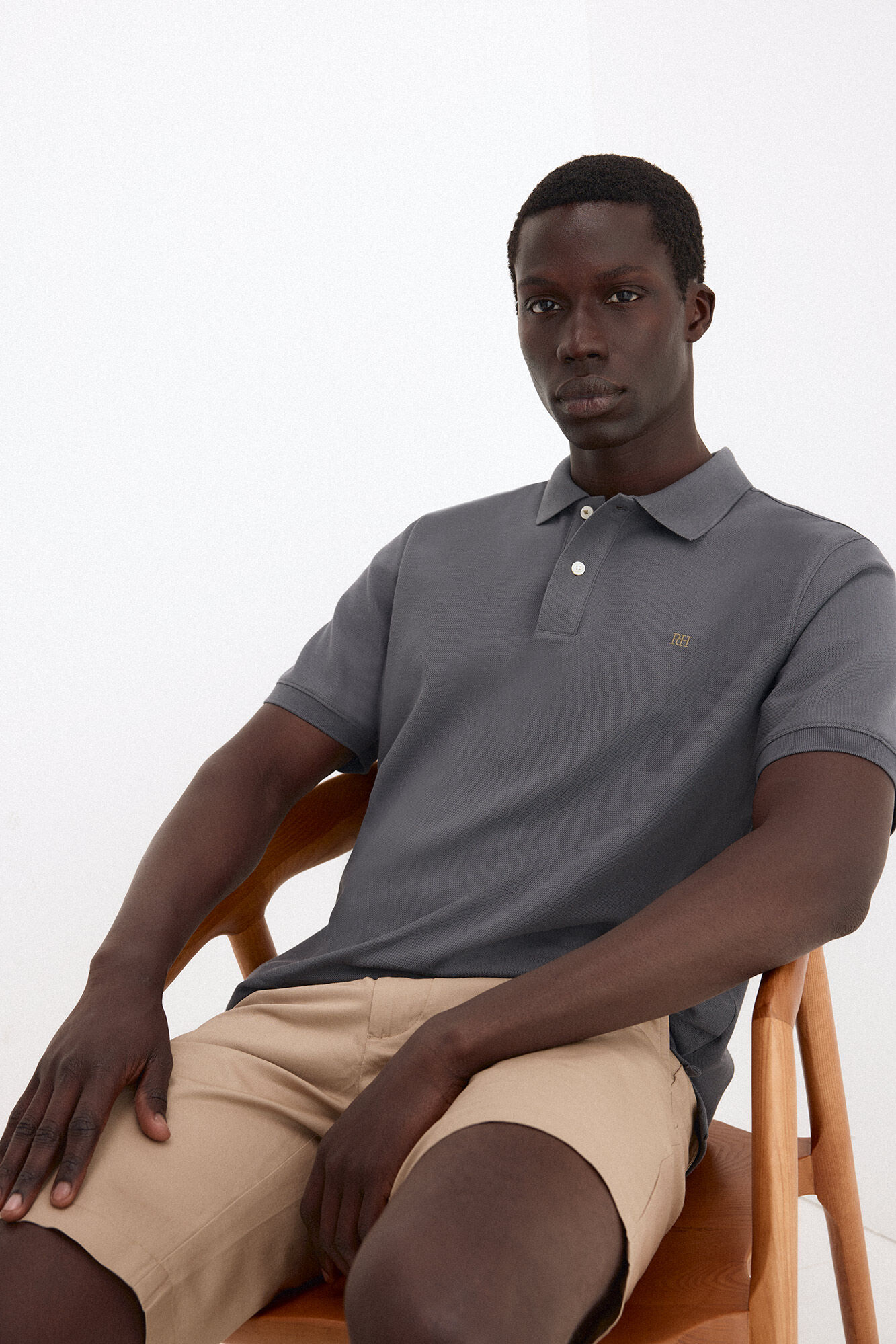 Pedro del Hierro Polo b&aacute;sico em piqu&eacute; Cizento