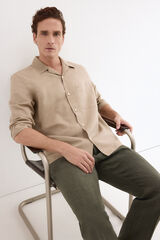 Pedro del Hierro Linen cotton long sleeve shirt Beige