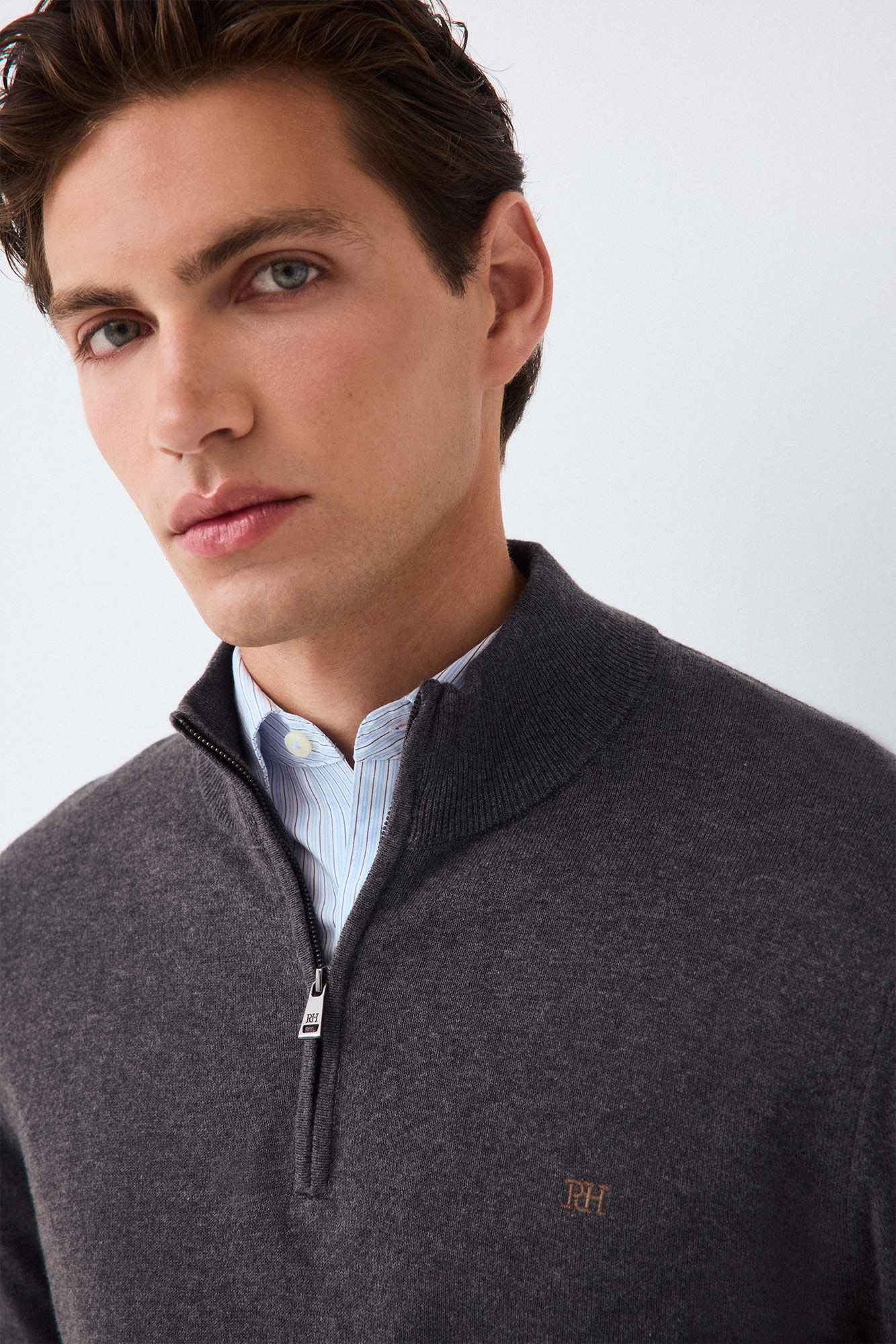 Pedro del Hierro Camisola de malha premium em algod&atilde;o, seda e caxemira