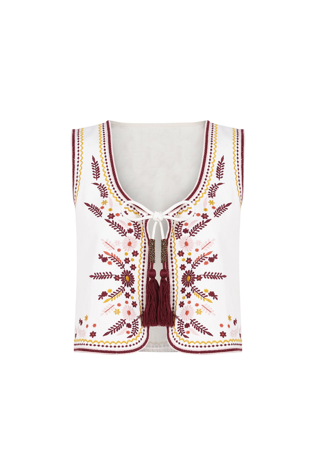 Pedro del Hierro Colete bordado multicolor Branco