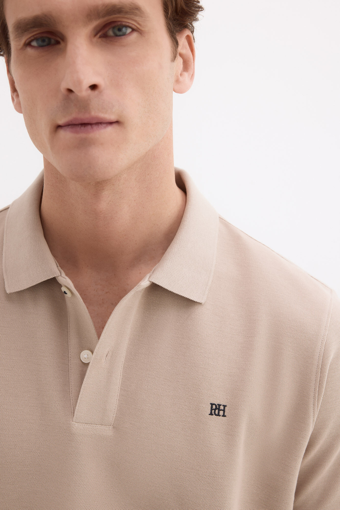 Pedro del Hierro Piqu&eacute; basic polo shirt Beige