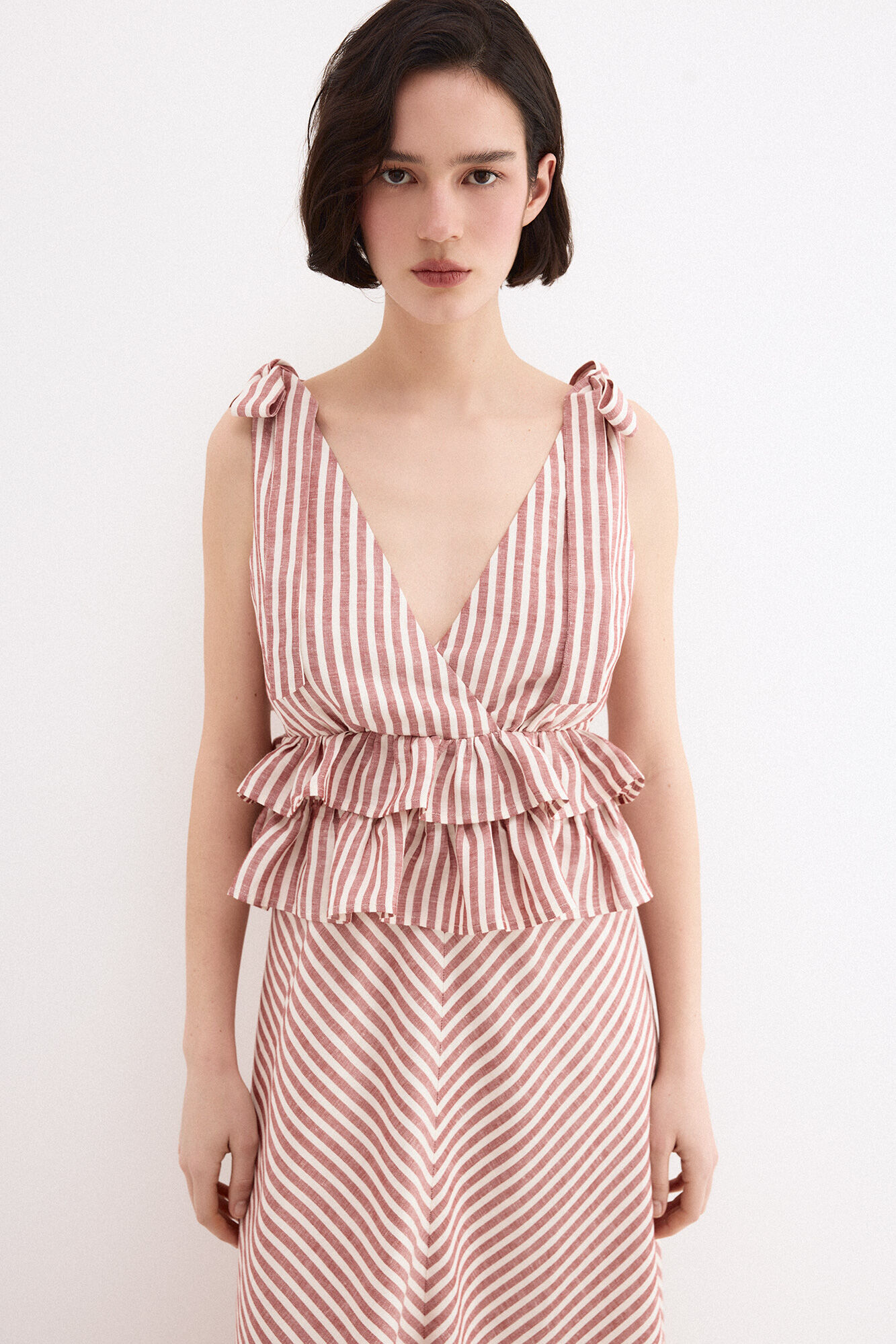 Pedro del Hierro Linen long dress with bow details Pink
