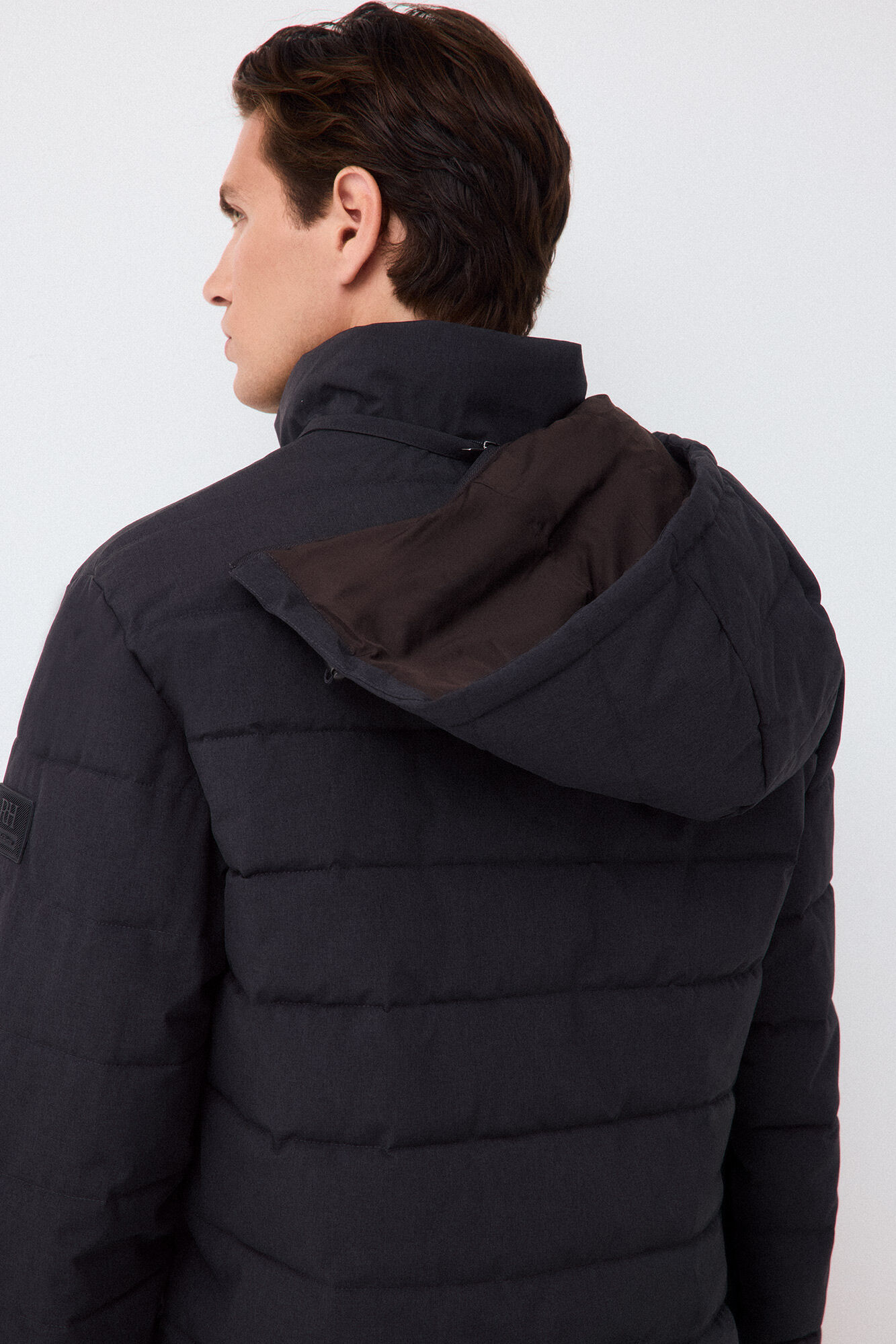 Pedro del Hierro Grey melange fabric puffer jacket Grey