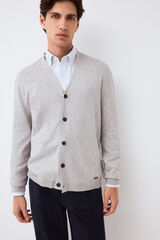 Pedro del Hierro Cotton knit V-neck button cardigan Grey