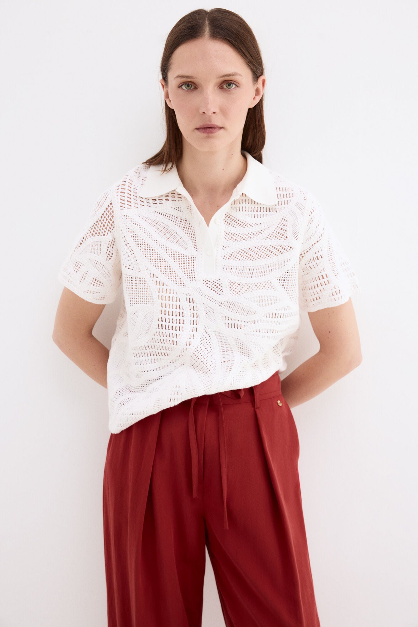 Pedro del Hierro Openwork polo shirt