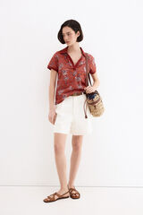 Pedro del Hierro Printed short sleeve polo shirt Beige