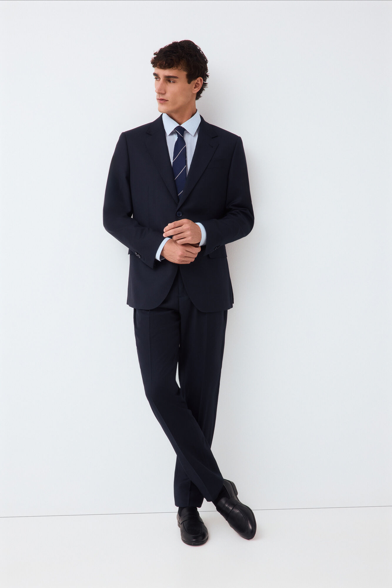 Pedro del Hierro Birdseye slim fit coordinated suit blazer Blue