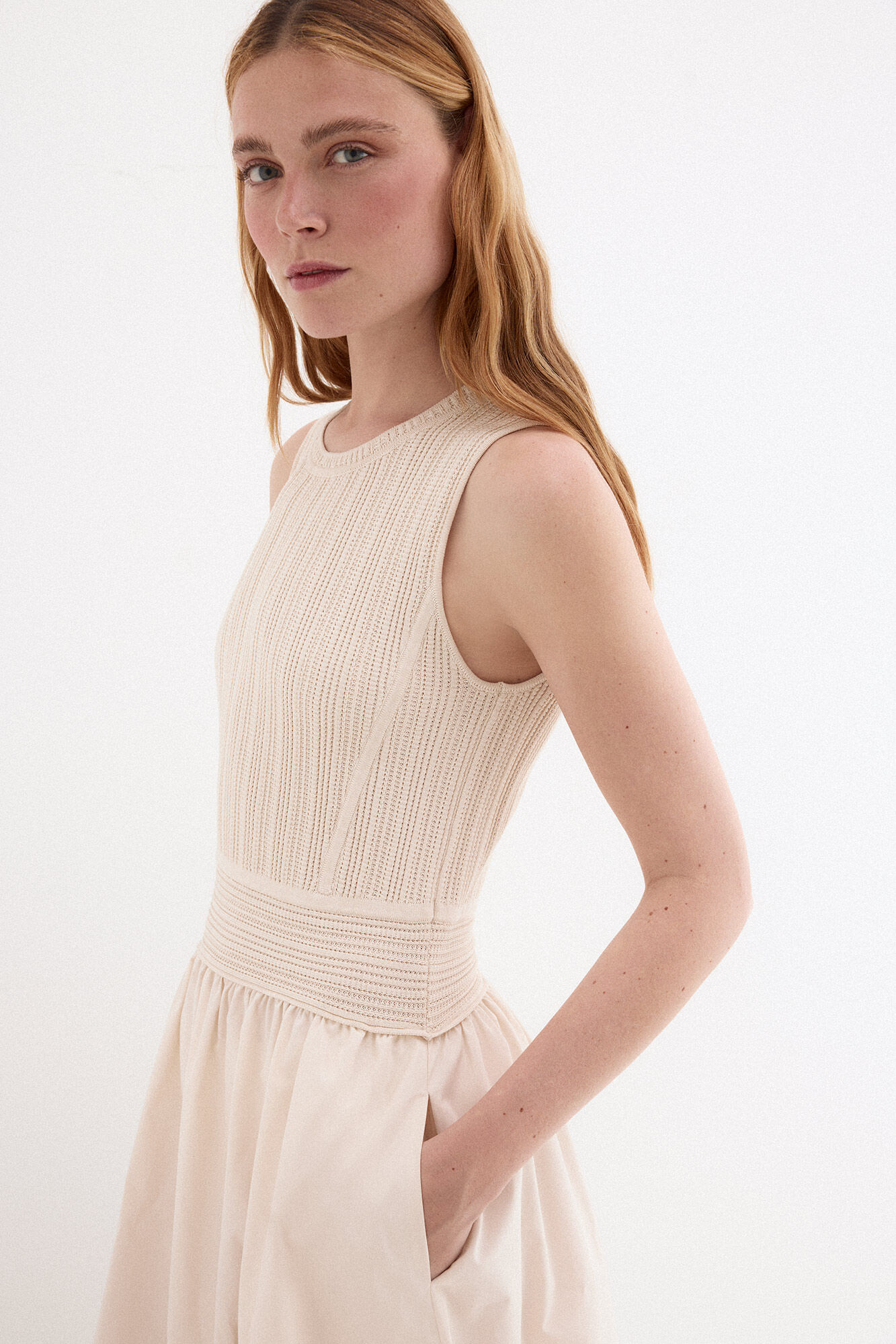 Pedro del Hierro Combined knit bodice dress