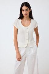 Pedro del Hierro Rustic button T-shirt Ecru