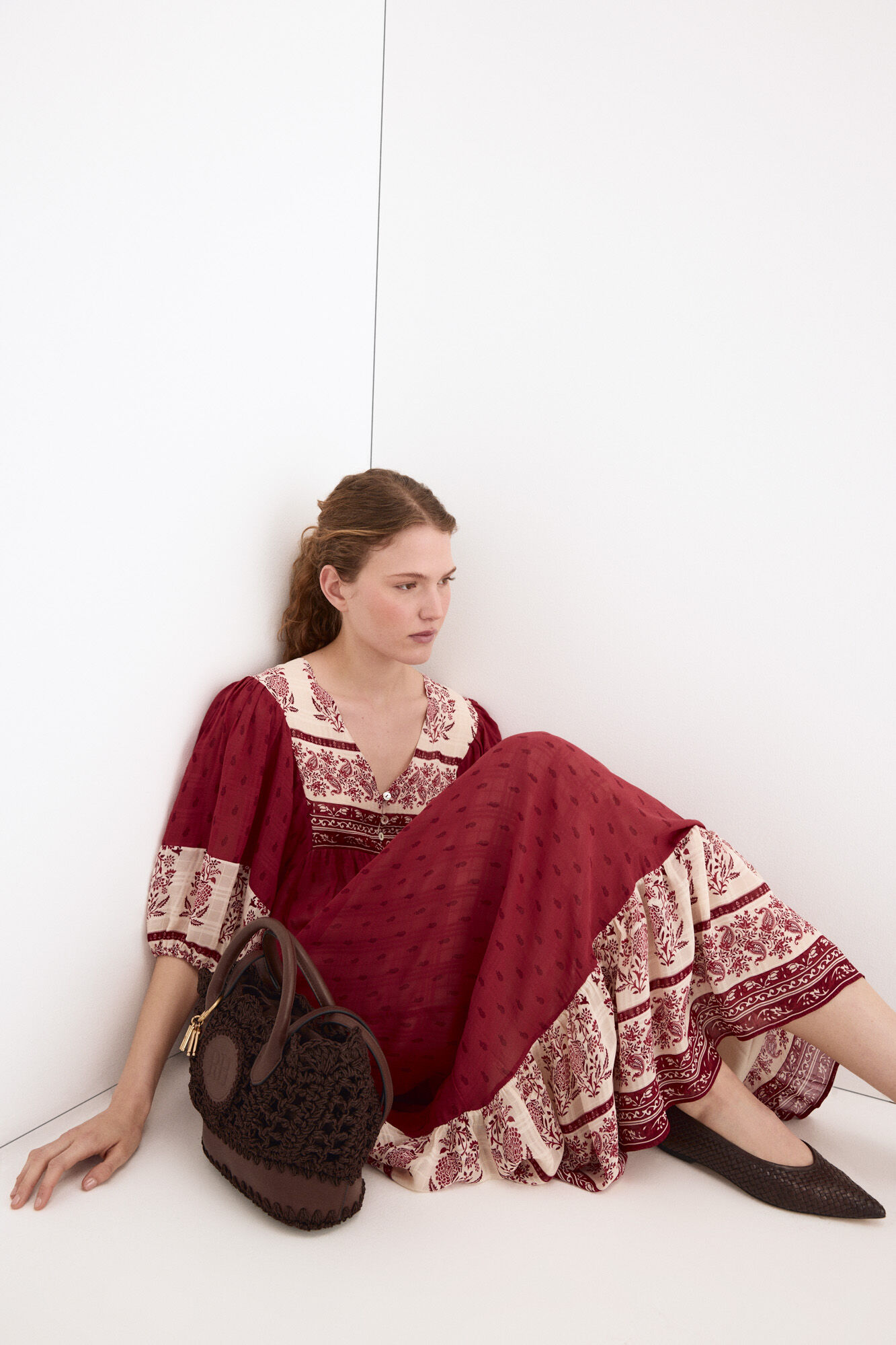 Pedro del Hierro Floral print tunic dress Burgundy