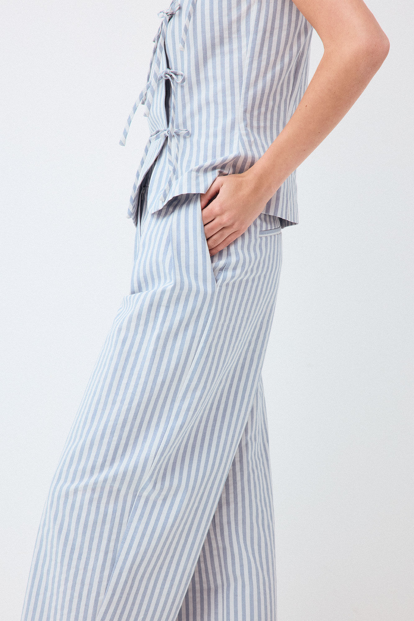 TFP by Tamara Falc&oacute; Striped straight trousers Blue