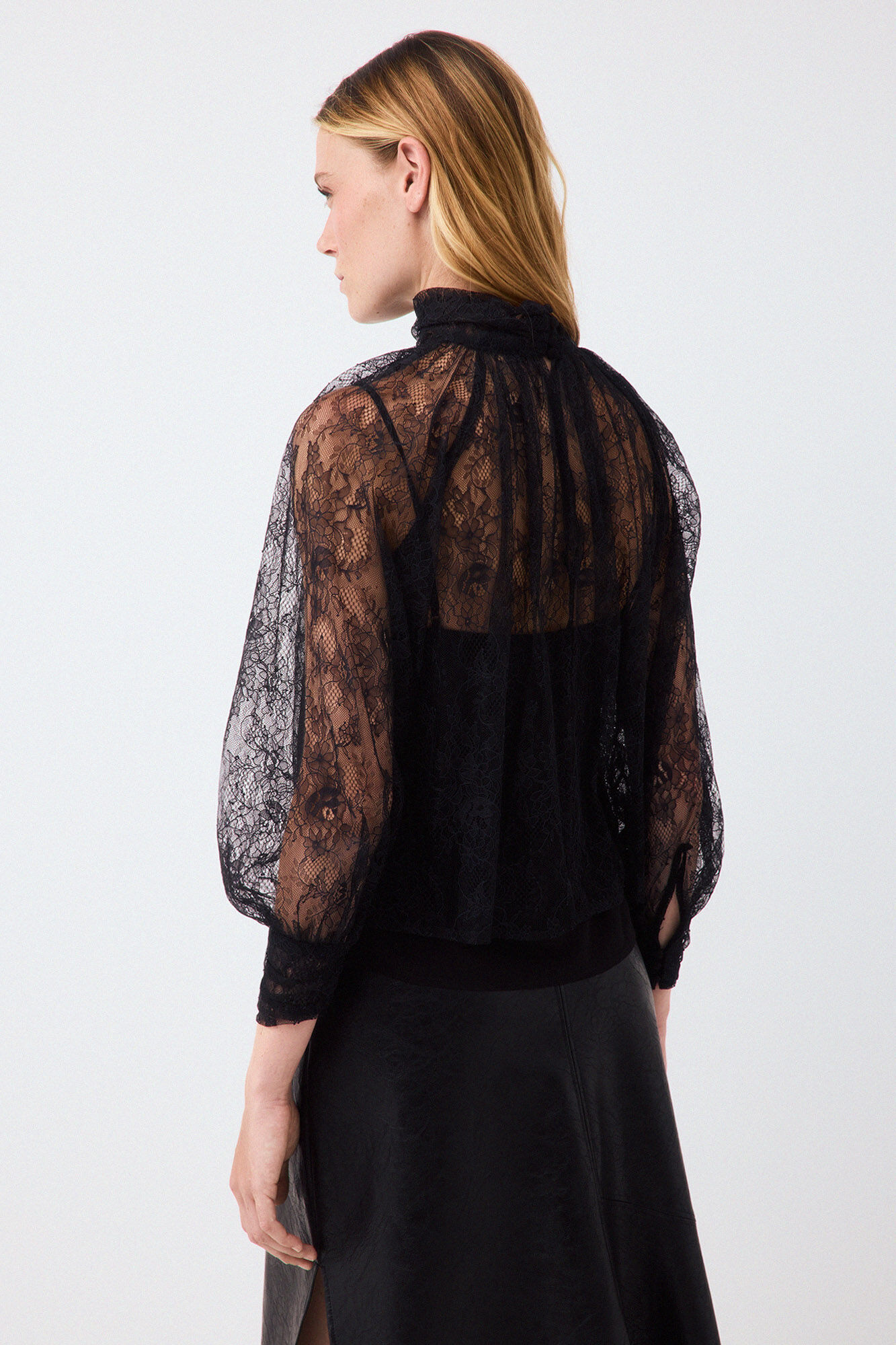 Pedro del Hierro Lace romantic blouse Black