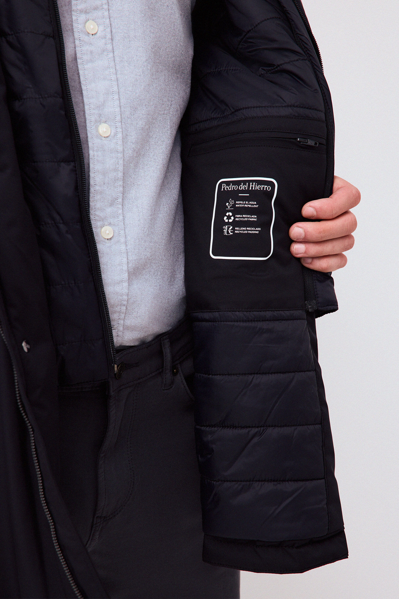 Pedro del Hierro Long four-pocket parka Blue