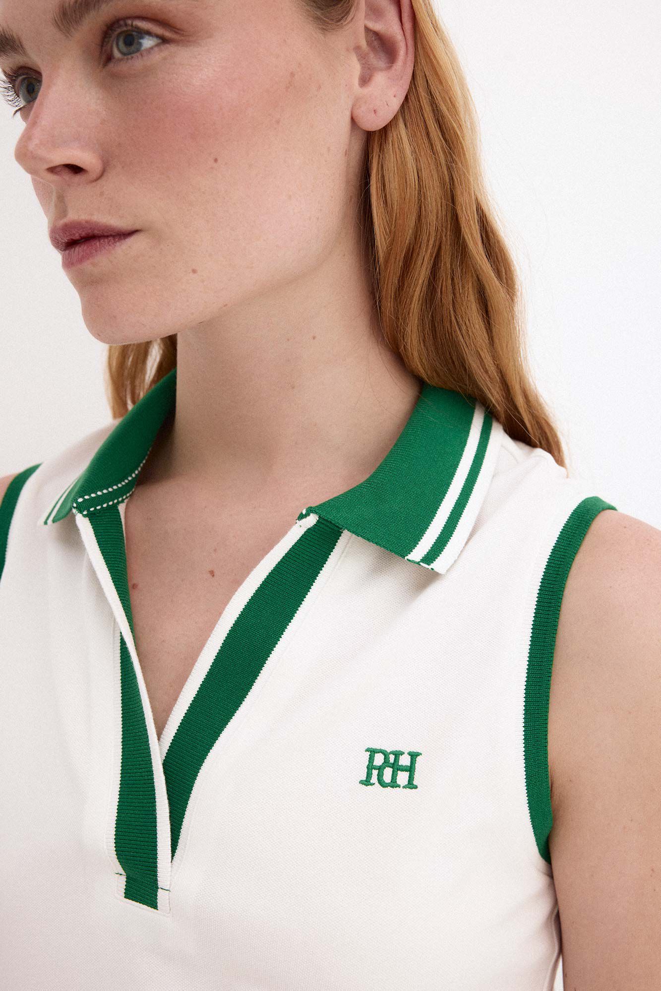 Pedro del Hierro Sleeveless contrast polo shirt