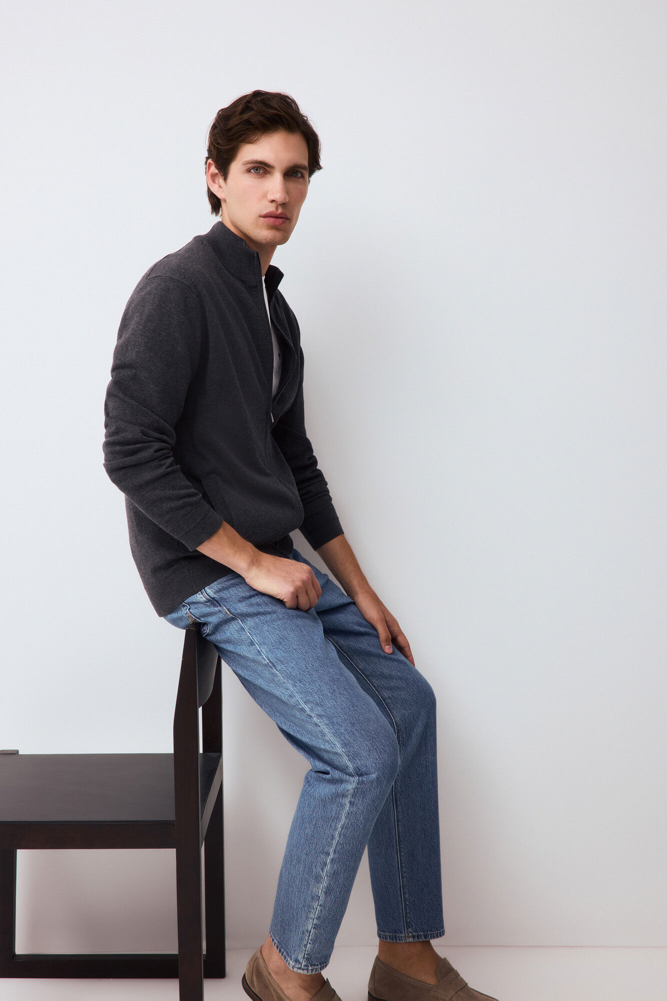Pedro del Hierro Fine premium cotton zip fastening cardigan