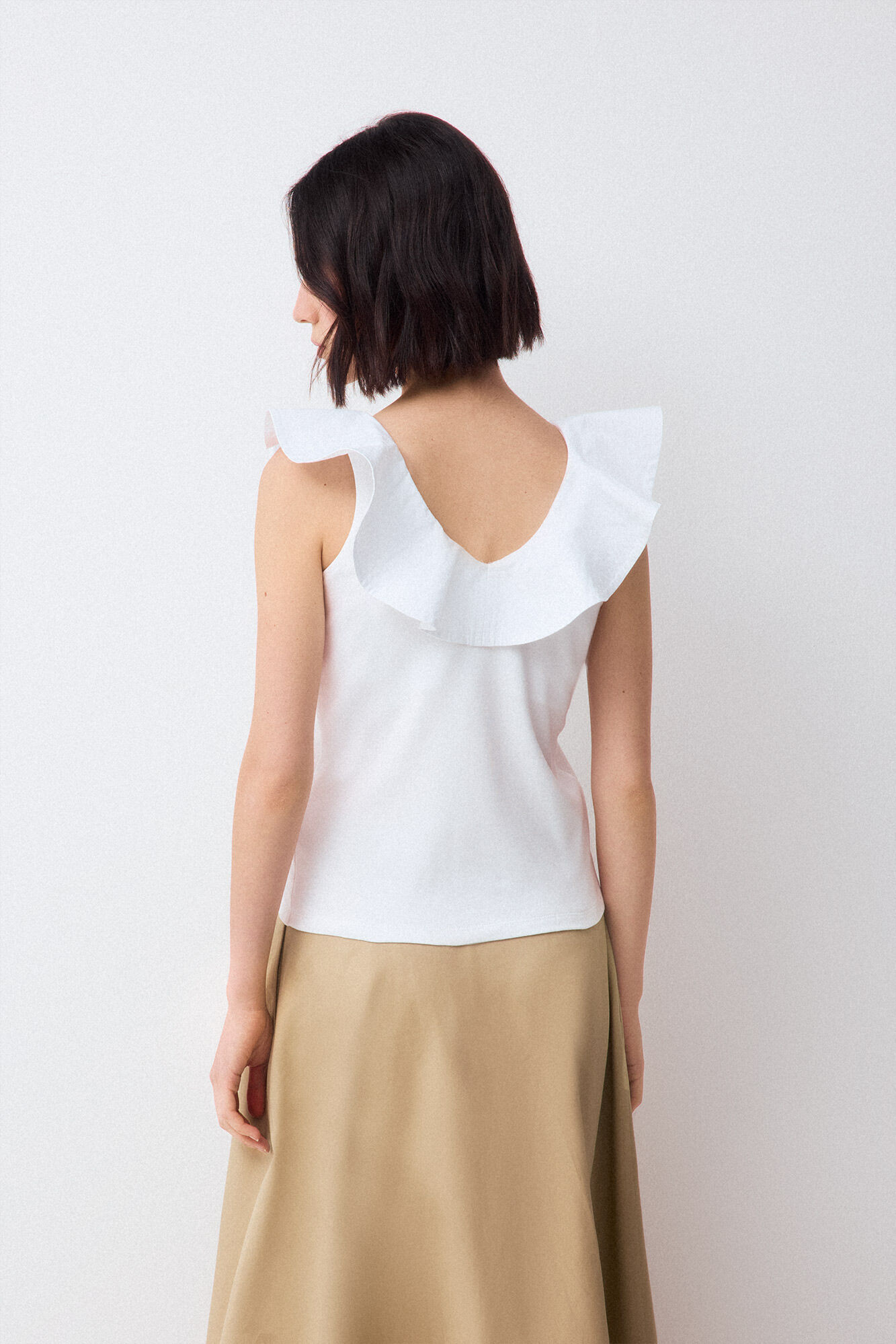 Pedro del Hierro Poplin ruffle top White