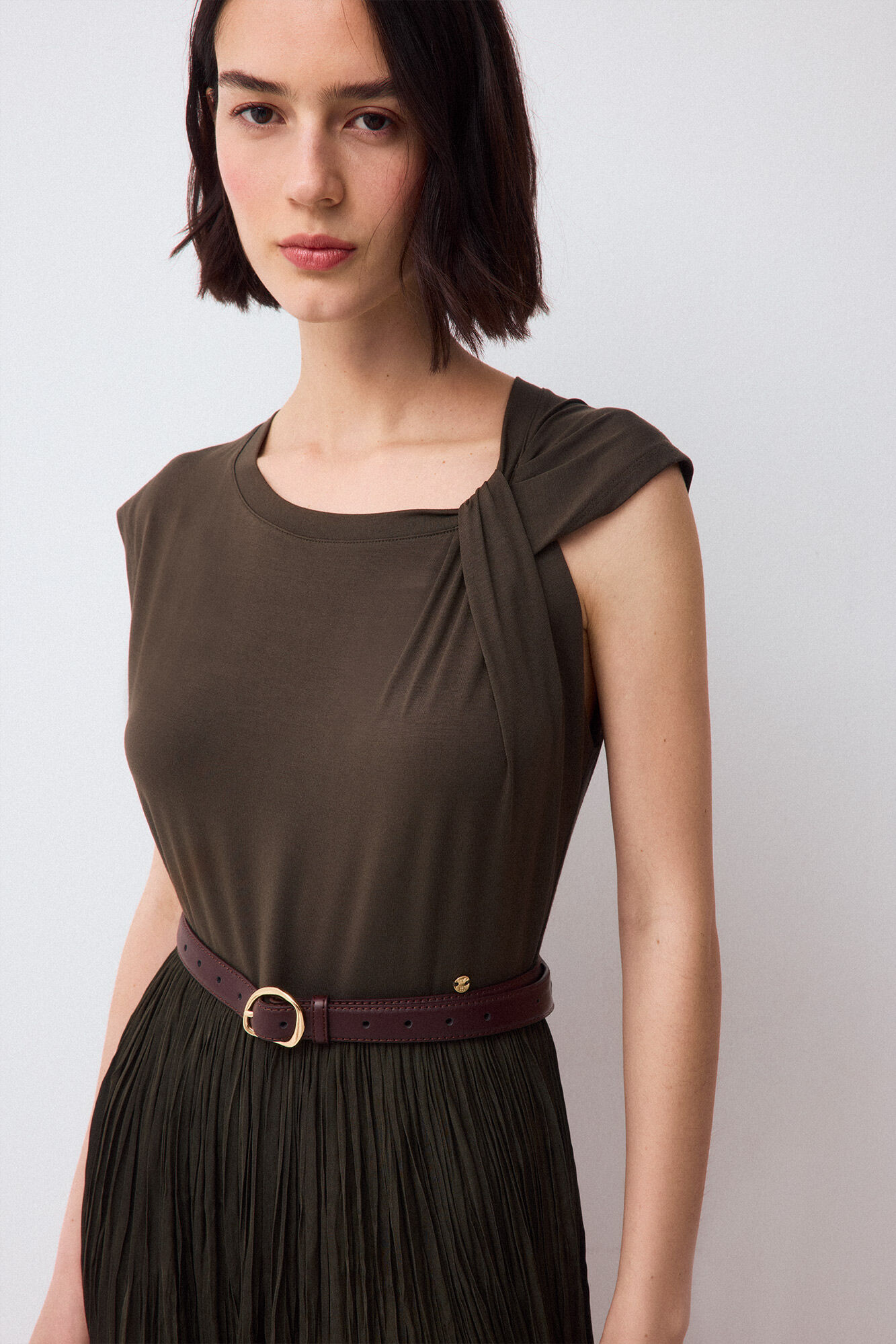 Pedro del Hierro Combined dress with knot detail Green